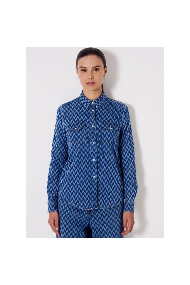 CAMISA VAQUERA ESTAMPADO GEOMETRICO CAMISA VAQUERA ESTAMPADO GEOMETRICO