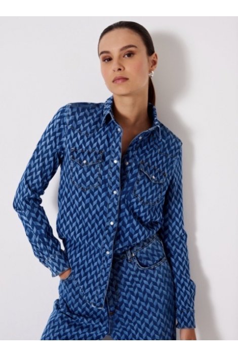 CAMISA VAQUERA ESTAMPADO GEOMETRICO