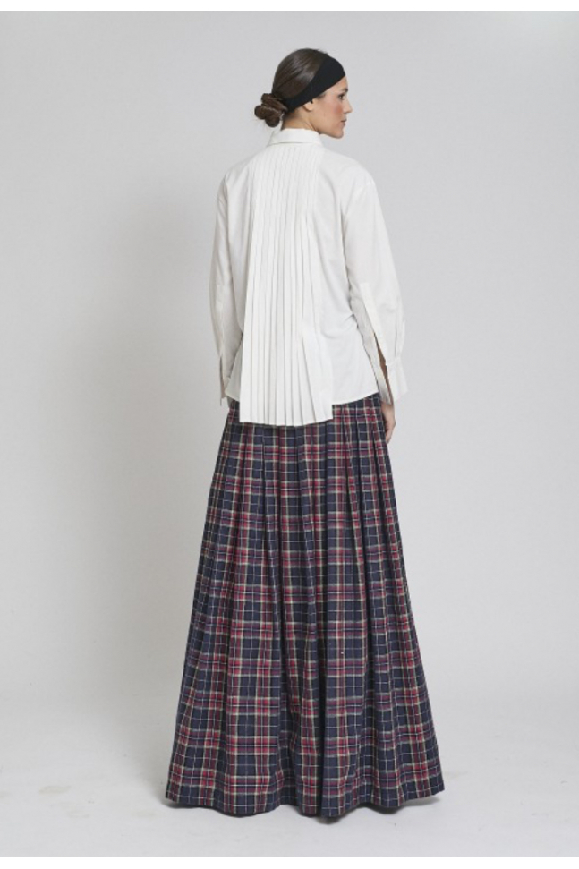 MAXI FALDA CUADROS MARINO