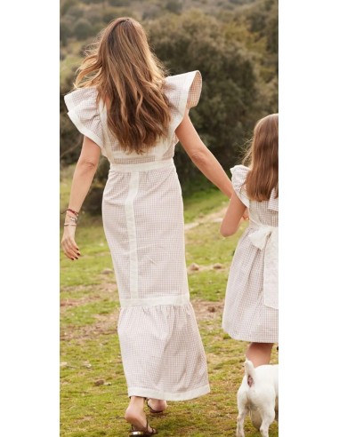 VESTIDO CHLOE CUADROS BEIGE