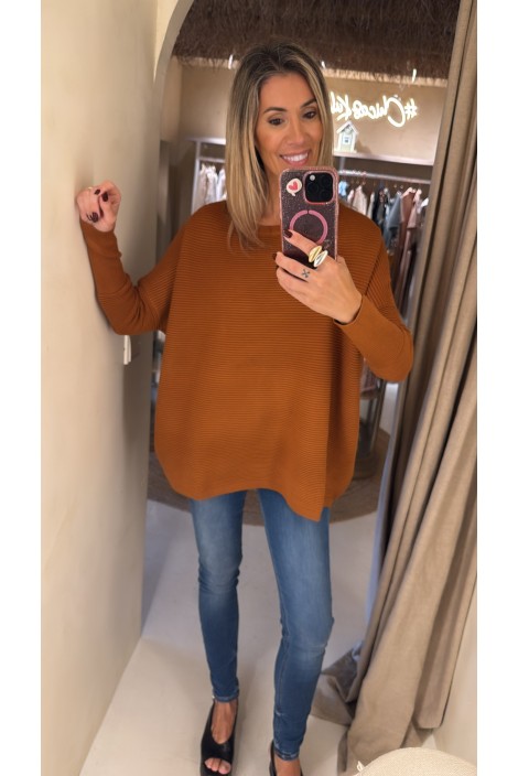 JERSEY CANALÉ OVERSIZE BROWN