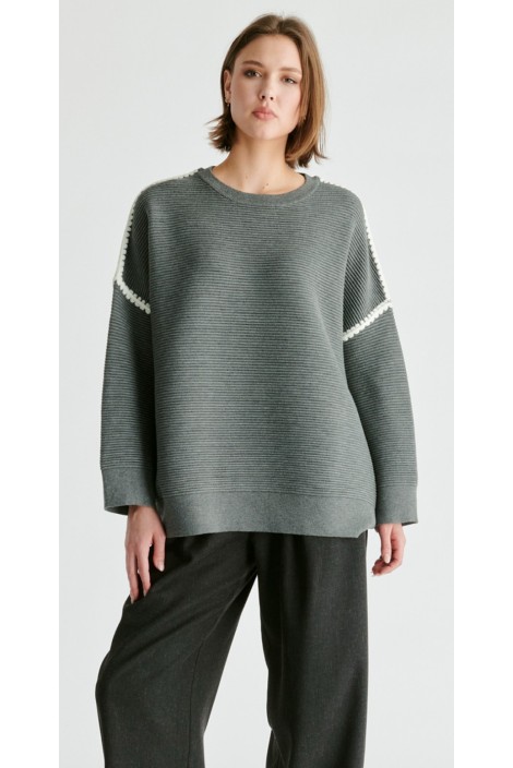 JERSEY CANALÉ OVERSIZE GRIS CON COSTURA 2