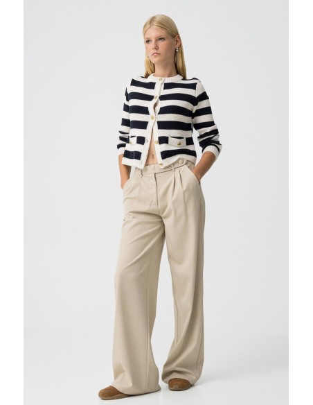 PANTALON WIDE LEG CREME