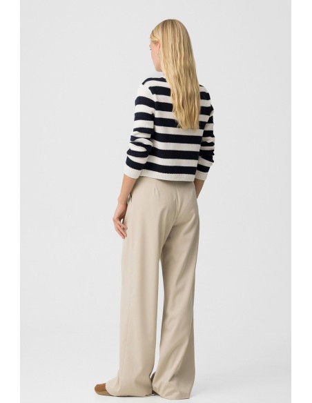 PANTALON WIDE LEG CREME