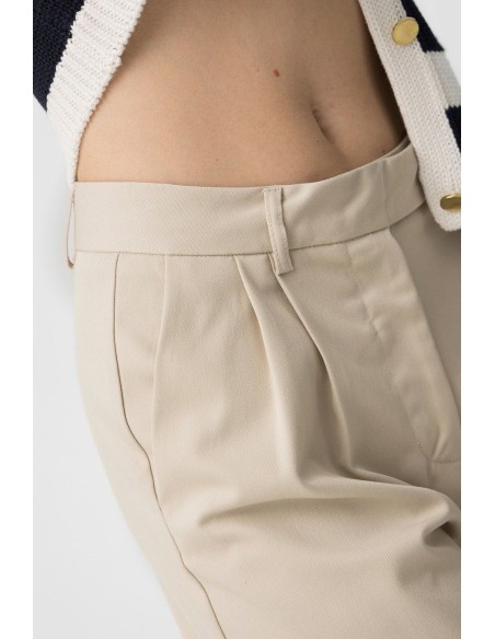 PANTALON WIDE LEG CREME