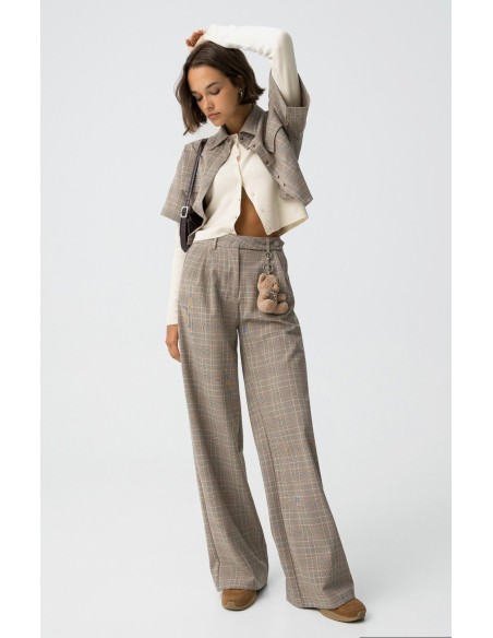 PANTALON WIDE LEG CUADROS