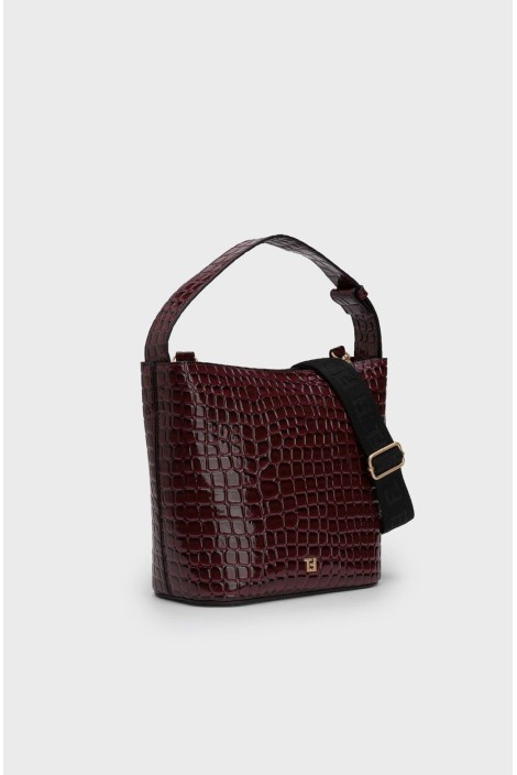 BOLSO GRANATE EFECTO COCODRILO 2