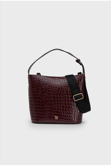 BOLSO GRANATE EFECTO COCODRILO