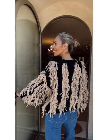 JERSEY CON FLECOS DE FANTASIA NEGRO