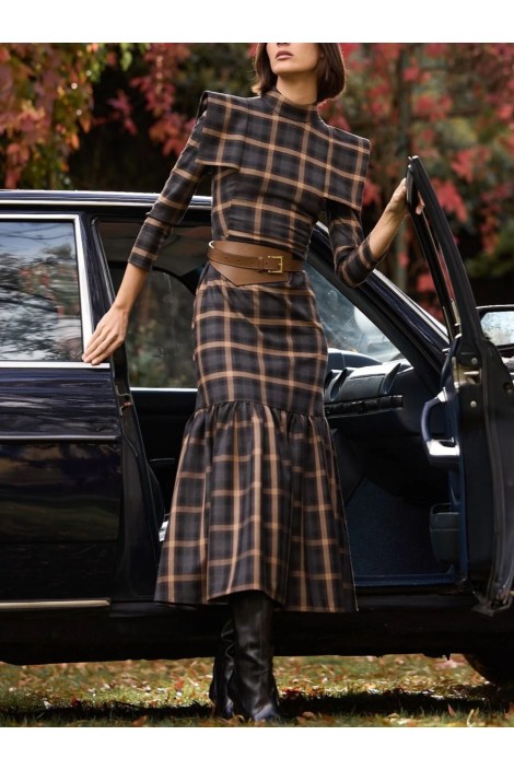 VESTIDO ÁFRICA CUADROS MARRÓN