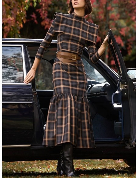 VESTIDO ÁFRICA CUADROS MARRÓN