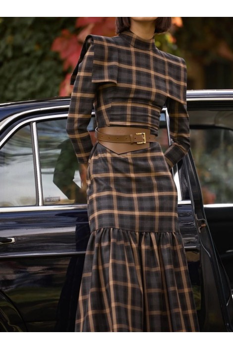 VESTIDO ÁFRICA CUADROS MARRÓN 2