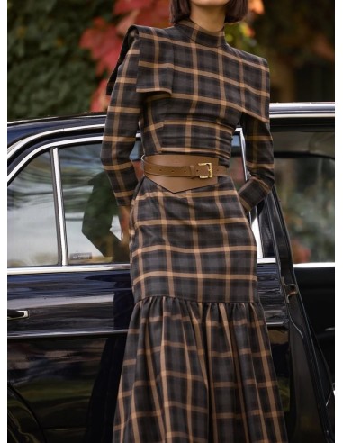 VESTIDO ÁFRICA CUADROS MARRÓN