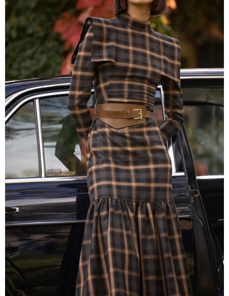 VESTIDO ÁFRICA CUADROS MARRÓN