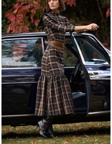 VESTIDO ÁFRICA CUADROS MARRÓN