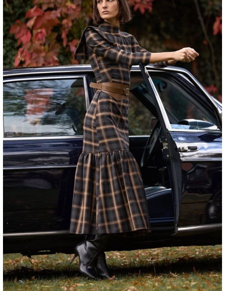 VESTIDO ÁFRICA CUADROS MARRÓN