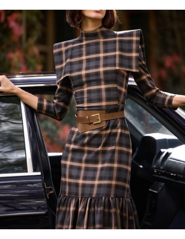 VESTIDO ÁFRICA CUADROS MARRÓN