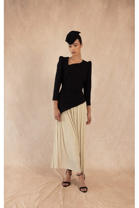 VESTIDO RAQUEL NEGRO/CRUDO 2