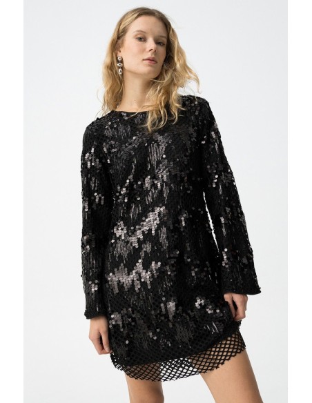 VESTIDO CORTO CON LENTEJUELAS