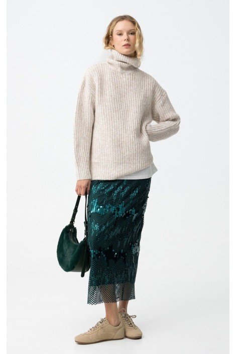 FALDA MIDI CON LENTEJUELAS