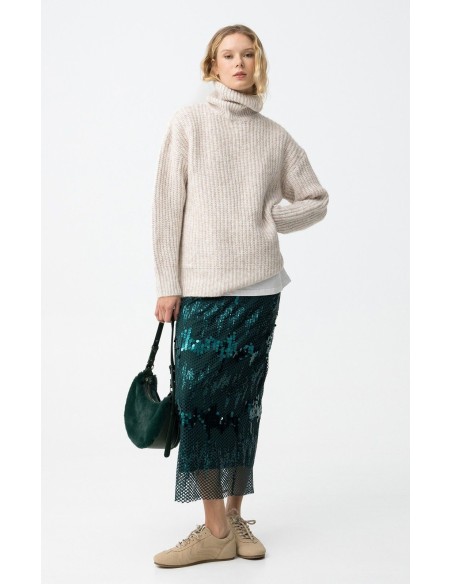 FALDA MIDI CON LENTEJUELAS