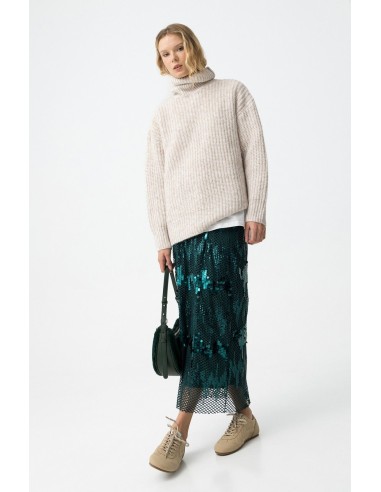 FALDA MIDI CON LENTEJUELAS