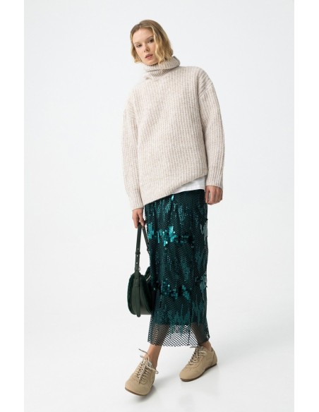 FALDA MIDI CON LENTEJUELAS