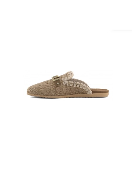 OPEN HEEL BALLERINA RAFFIA