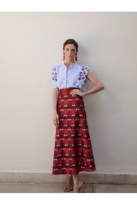 CAMISA ANNA BORDADOS AZUL