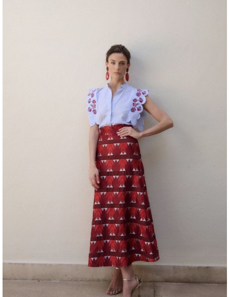 CAMISA ANNA BORDADOS AZUL