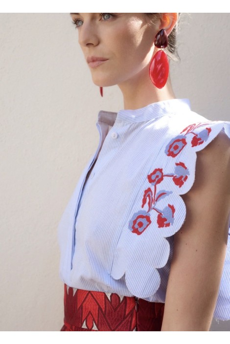 CAMISA ANNA BORDADOS AZUL 2