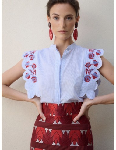 CAMISA ANNA BORDADOS AZUL