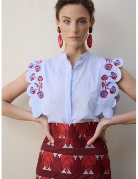 CAMISA ANNA BORDADOS AZUL