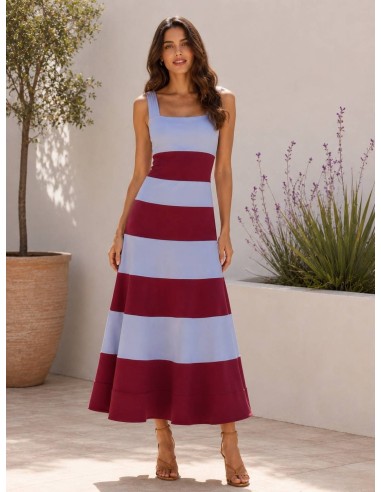 VESTIDO PIPA AZUL Y BURDEOS