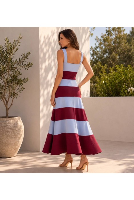 VESTIDO PIPA AZUL Y BURDEOS 2